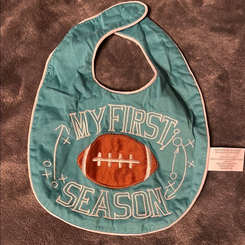 Football Baby Bib - Blue and Brown